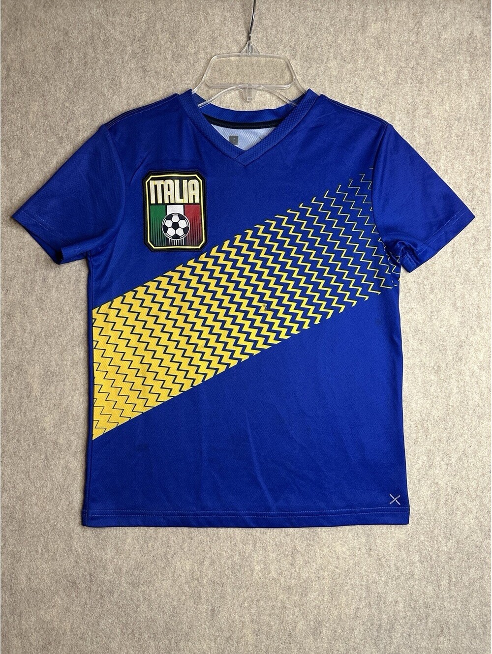 ITALIA Soccer Team Jersey #2 Youth Medium 8 Futbol Dryfit Blue Yellow